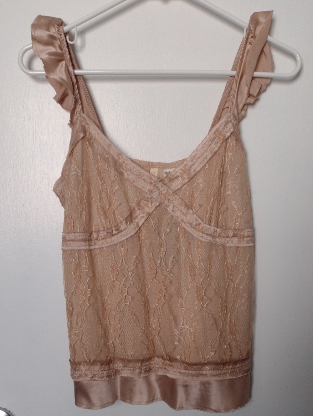 NWT Anthropologie Moth Blush Lace Silky Camisole Top Size Small